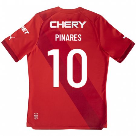 Kandiny Hombre Camiseta César Pinares #10 Rojo 2ª Equipación 2023/24 La Camisa Chile