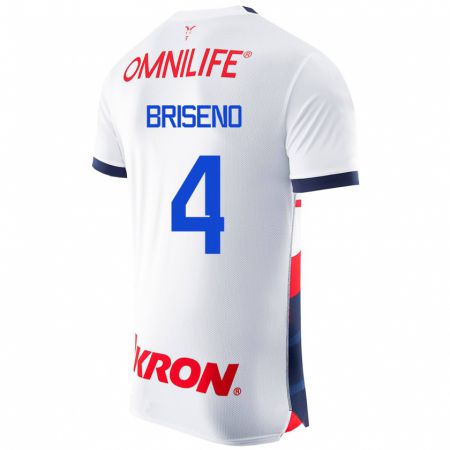 Kandiny Hombre Camiseta Antonio Briseño #4 Blanco 2ª Equipación 2023/24 La Camisa Chile