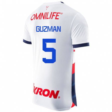 Kandiny Hombre Camiseta Víctor Guzmán #5 Blanco 2ª Equipación 2023/24 La Camisa Chile