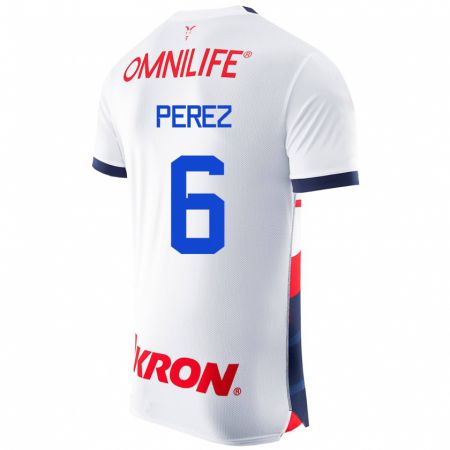 Kandiny Hombre Camiseta Pável Pérez #6 Blanco 2ª Equipación 2023/24 La Camisa Chile