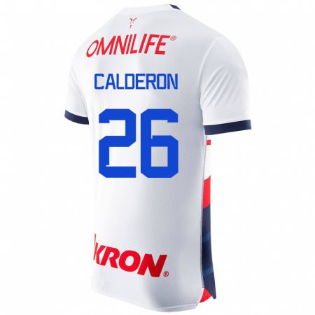 Kandiny Hombre Camiseta Cristian Calderón #26 Blanco 2ª Equipación 2023/24 La Camisa Chile