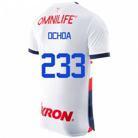 Kandiny Hombre Camiseta Diego Ochoa #233 Blanco 2ª Equipación 2023/24 La Camisa Chile