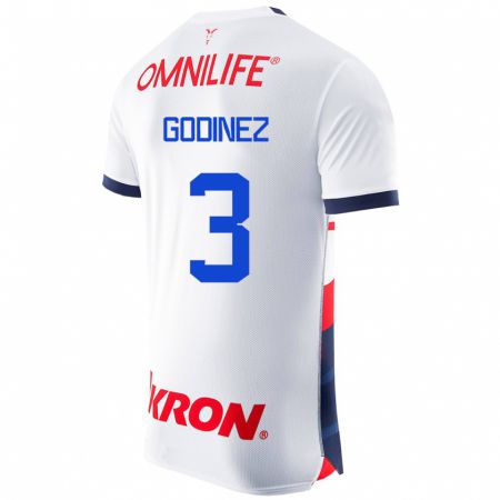 Kandiny Hombre Camiseta Damaris Godínez #3 Blanco 2ª Equipación 2023/24 La Camisa Chile