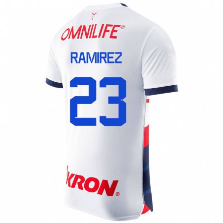 Kandiny Hombre Camiseta Alessandra Ramírez #23 Blanco 2ª Equipación 2023/24 La Camisa Chile