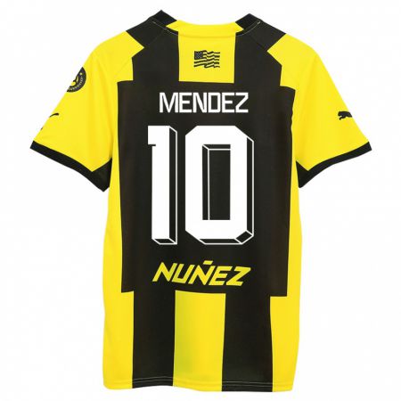 Kandiny Mujer Camiseta Kevin Méndez #10 Amarillo Negro 1ª Equipación 2023/24 La Camisa Chile