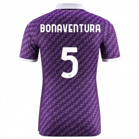 Kandiny Mujer Camiseta Giacomo Bonaventura #5 Violeta 1ª Equipación 2023/24 La Camisa Chile