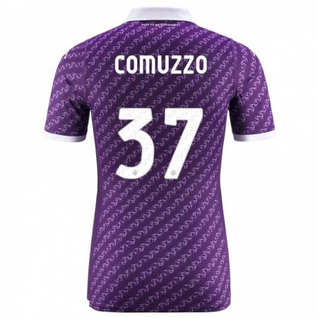 Kandiny Mujer Camiseta Pietro Comuzzo #37 Violeta 1ª Equipación 2023/24 La Camisa Chile