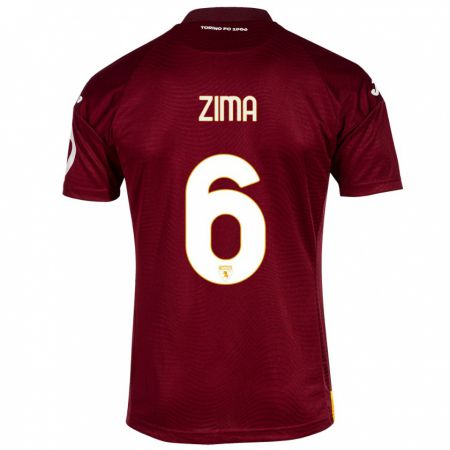 Kandiny Mujer Camiseta David Zima #6 Rojo Oscuro 1ª Equipación 2023/24 La Camisa Chile
