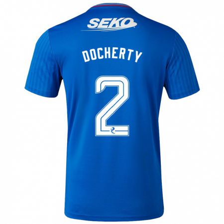 Kandiny Mujer Camiseta Nicola Docherty #2 Azul 1ª Equipación 2023/24 La Camisa Chile
