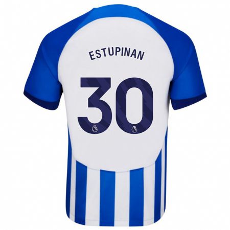 Kandiny Mujer Camiseta Pervis Estupiñán #30 Azul 1ª Equipación 2023/24 La Camisa Chile
