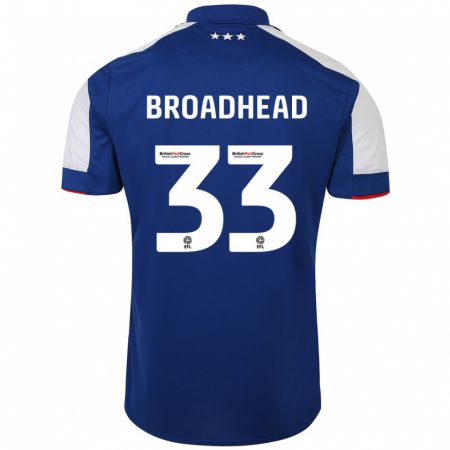 Kandiny Mujer Camiseta Nathan Broadhead #33 Azul 1ª Equipación 2023/24 La Camisa Chile