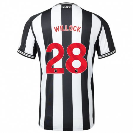 Kandiny Mujer Camiseta Joe Willock #28 Blanco Negro 1ª Equipación 2023/24 La Camisa Chile