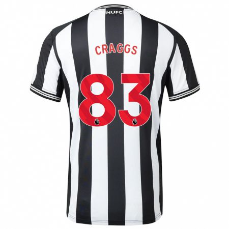 Kandiny Mujer Camiseta Luke Craggs #83 Blanco Negro 1ª Equipación 2023/24 La Camisa Chile