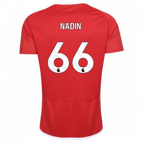 Kandiny Mujer Camiseta Jack Nadin #66 Rojo 1ª Equipación 2023/24 La Camisa Chile