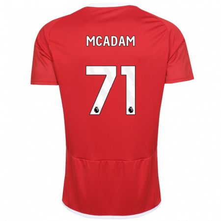 Kandiny Mujer Camiseta Kyle Mcadam #71 Rojo 1ª Equipación 2023/24 La Camisa Chile