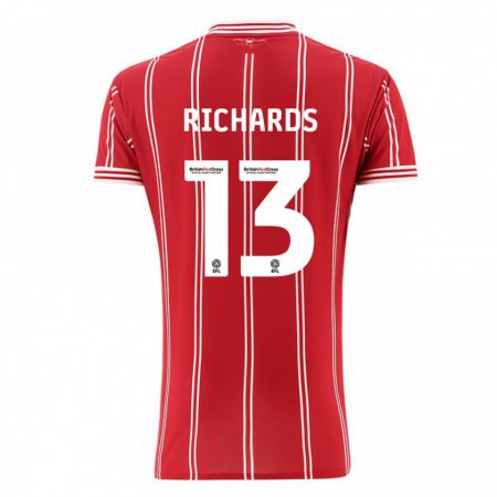 Kandiny Mujer Camiseta Harvey Wiles-Richards #13 Rojo 1ª Equipación 2023/24 La Camisa Chile