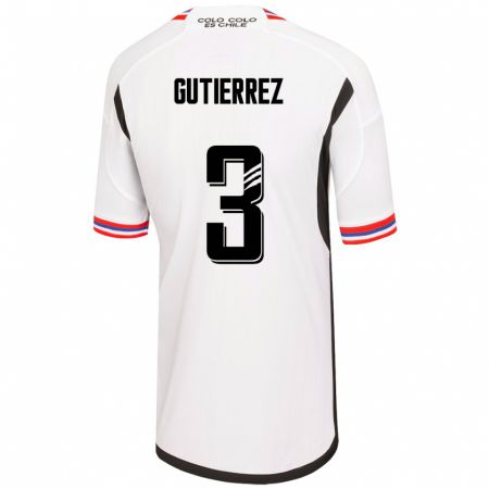 Kandiny Mujer Camiseta Daniel Gutiérrez #3 Blanco 1ª Equipación 2023/24 La Camisa Chile