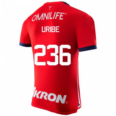 Kandiny Mujer Camiseta Juan Uribe #236 Rojo 1ª Equipación 2023/24 La Camisa Chile