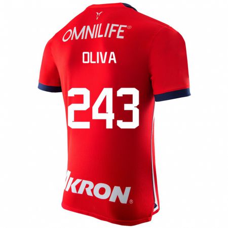 Kandiny Mujer Camiseta Diego Oliva #243 Rojo 1ª Equipación 2023/24 La Camisa Chile
