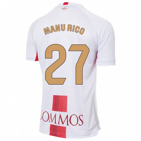 Kandiny Mujer Camiseta Manu Rico #27 Blanco 2ª Equipación 2023/24 La Camisa Chile