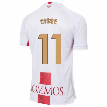 Kandiny Mujer Camiseta Bakary Cissé #11 Blanco 2ª Equipación 2023/24 La Camisa Chile