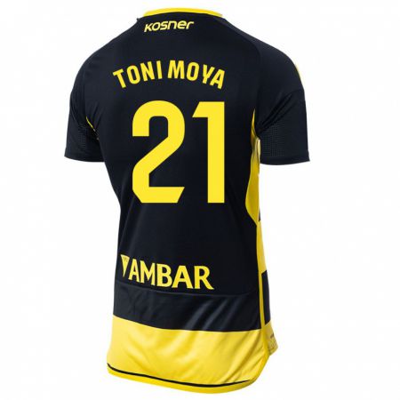 Kandiny Mujer Camiseta Toni Moya #21 Negro Amarillo 2ª Equipación 2023/24 La Camisa Chile
