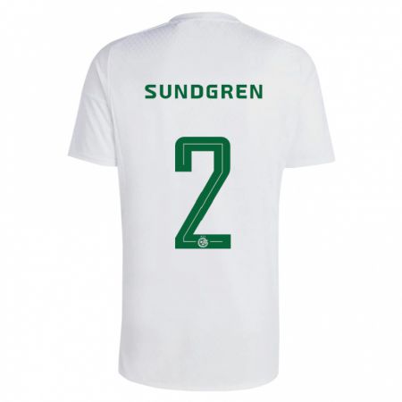 Kandiny Mujer Camiseta Daniel Sundgren #2 Verde Azul 2ª Equipación 2023/24 La Camisa Chile