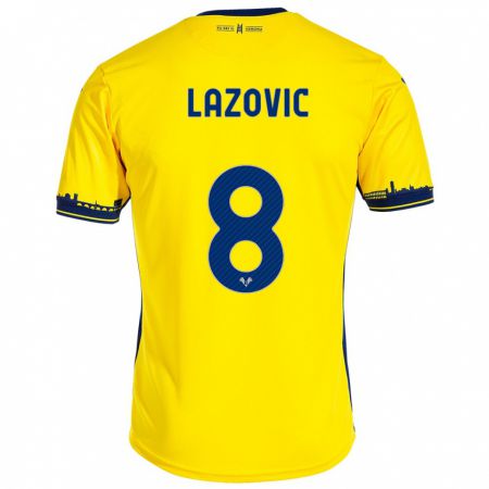Kandiny Mujer Camiseta Darko Lazović #8 Amarillo 2ª Equipación 2023/24 La Camisa Chile