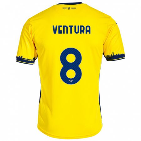 Kandiny Mujer Camiseta Ciro Ventura #8 Amarillo 2ª Equipación 2023/24 La Camisa Chile