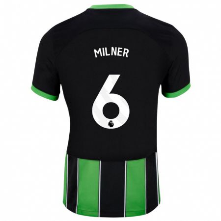 Kandiny Mujer Camiseta James Milner #6 Verde Negro 2ª Equipación 2023/24 La Camisa Chile