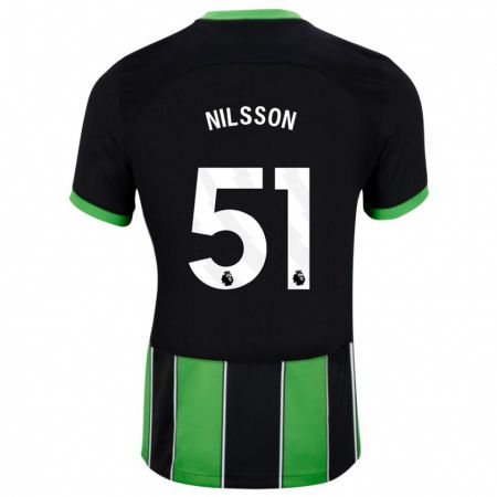 Kandiny Mujer Camiseta Casper Nilsson #51 Verde Negro 2ª Equipación 2023/24 La Camisa Chile