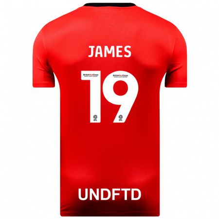 Kandiny Mujer Camiseta Jordan James #19 Rojo 2ª Equipación 2023/24 La Camisa Chile