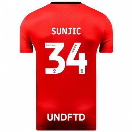 Kandiny Mujer Camiseta Ivan Sunjic #34 Rojo 2ª Equipación 2023/24 La Camisa Chile
