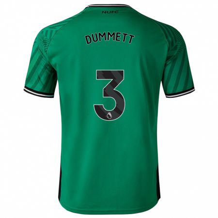 Kandiny Mujer Camiseta Paul Dummett #3 Verde 2ª Equipación 2023/24 La Camisa Chile