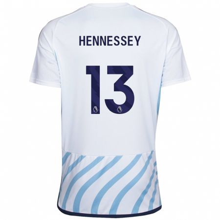Kandiny Mujer Camiseta Wayne Hennessey #13 Blanco Azul 2ª Equipación 2023/24 La Camisa Chile