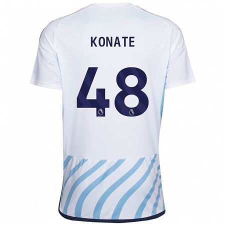 Kandiny Mujer Camiseta Ateef Konaté #48 Blanco Azul 2ª Equipación 2023/24 La Camisa Chile