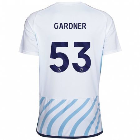 Kandiny Mujer Camiseta Joe Gardner #53 Blanco Azul 2ª Equipación 2023/24 La Camisa Chile