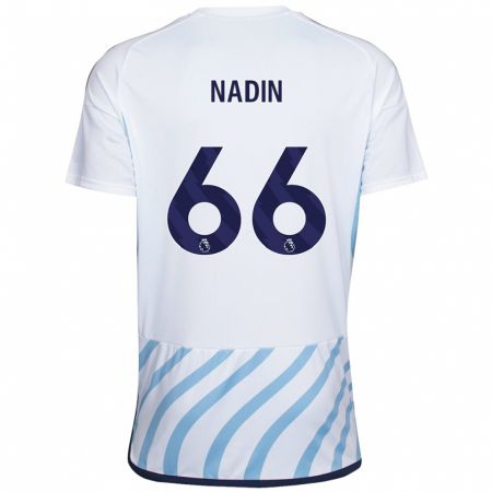 Kandiny Mujer Camiseta Jack Nadin #66 Blanco Azul 2ª Equipación 2023/24 La Camisa Chile
