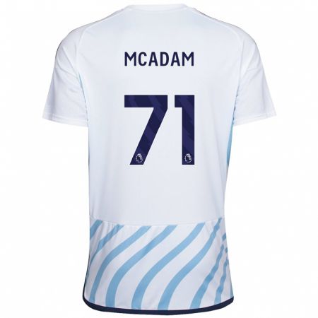 Kandiny Mujer Camiseta Kyle Mcadam #71 Blanco Azul 2ª Equipación 2023/24 La Camisa Chile