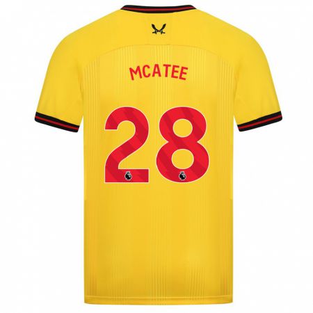 Kandiny Mujer Camiseta James Mcatee #28 Amarillo 2ª Equipación 2023/24 La Camisa Chile