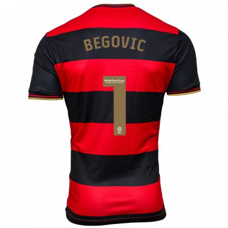 Kandiny Mujer Camiseta Asmir Begovic #1 Negro Rojo 2ª Equipación 2023/24 La Camisa Chile