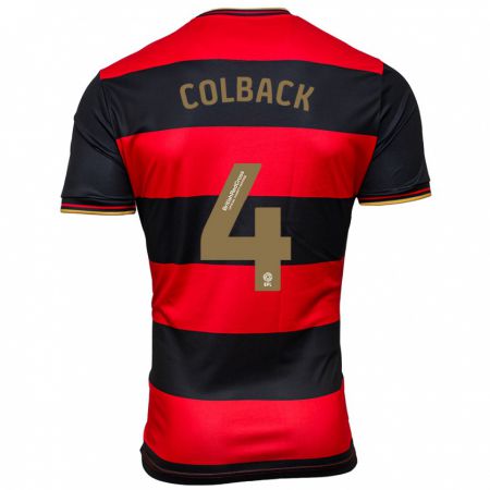 Kandiny Mujer Camiseta Jack Colback #4 Negro Rojo 2ª Equipación 2023/24 La Camisa Chile