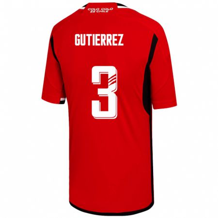 Kandiny Mujer Camiseta Daniel Gutiérrez #3 Rojo 2ª Equipación 2023/24 La Camisa Chile