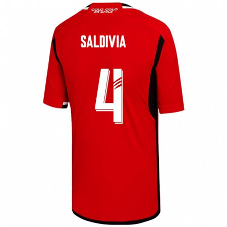 Kandiny Mujer Camiseta Alan Saldivia #4 Rojo 2ª Equipación 2023/24 La Camisa Chile