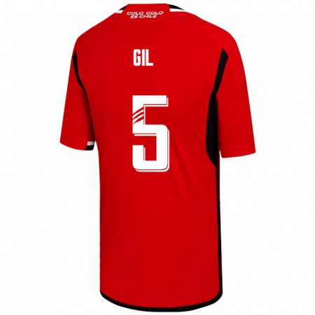 Kandiny Mujer Camiseta Leonardo Gil #5 Rojo 2ª Equipación 2023/24 La Camisa Chile