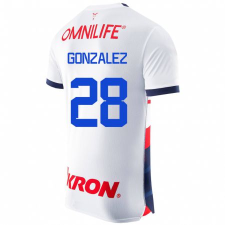 Kandiny Mujer Camiseta Fernando González #28 Blanco 2ª Equipación 2023/24 La Camisa Chile