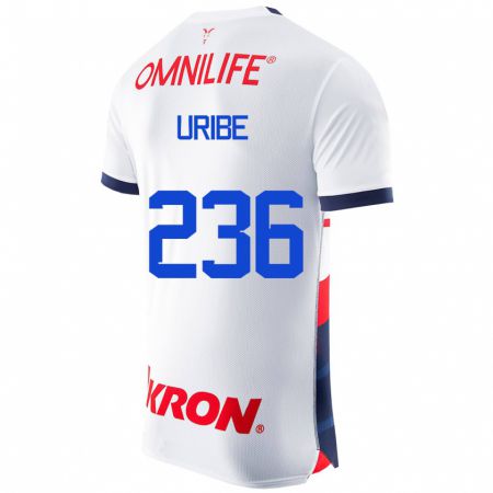Kandiny Mujer Camiseta Juan Uribe #236 Blanco 2ª Equipación 2023/24 La Camisa Chile