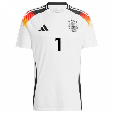 Kandiny Niño Camiseta Alemania Martina Tufekovic #1 Blanco 1ª Equipación 24-26 La Camisa Chile