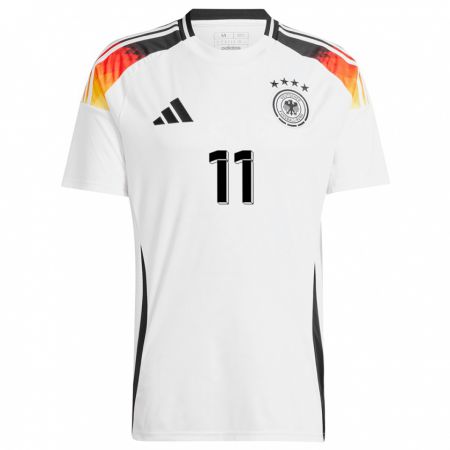 Kandiny Niño Camiseta Alemania Ramona Petzelberger #11 Blanco 1ª Equipación 24-26 La Camisa Chile