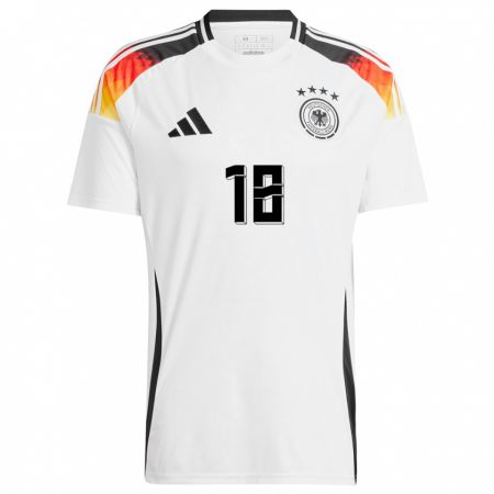 Kandiny Niño Camiseta Alemania Justin Diehl #18 Blanco 1ª Equipación 24-26 La Camisa Chile